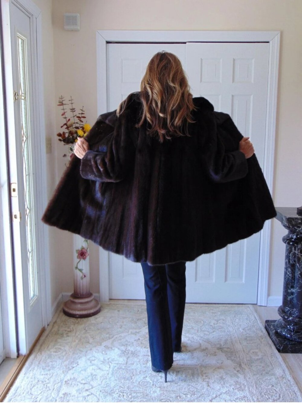Vintage Black Ranch Mink Fur Stroller Coat: Canadian Fur